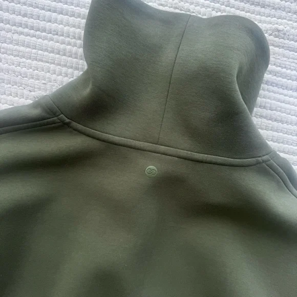 Calia Scuba Pullover Olive Green Funnel Neck Sweatshirt Size Small - Picture 11 of 12